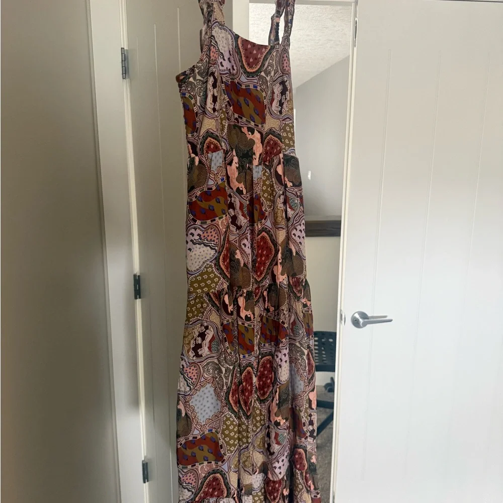 Dex Paisley Tiered Maxi Dress in Brown and Pink - Picture 2 of 3